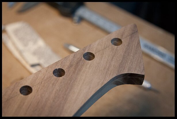 Tuner holes are drilled
