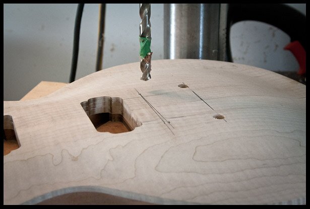 drilling for the tail piece