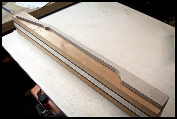 tracing the neck profile onto the blank