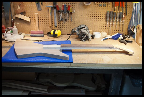 Mock-up of guitar side view