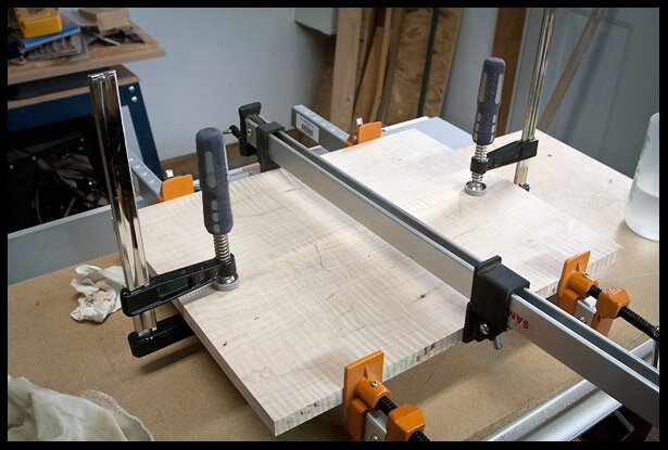 Gluing and clamping the book-matched set