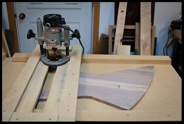 using the router planing jog to thickness plane the walnut body