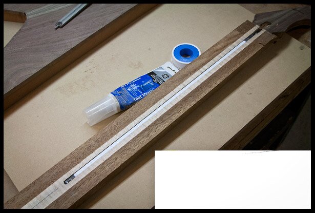 Wrapped the truss rod with teflon tape and applied a bit of silicon at the edges