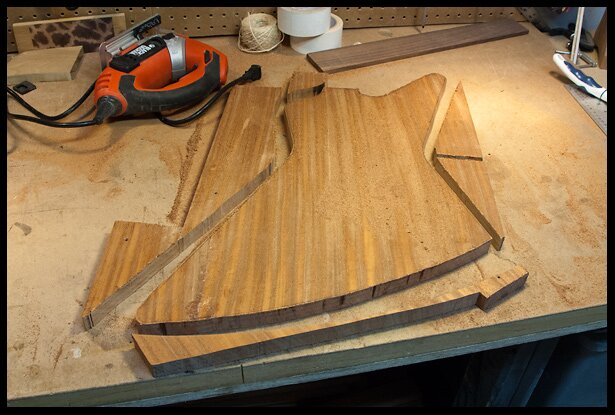 Rough cut of the Explorer Mahogany body