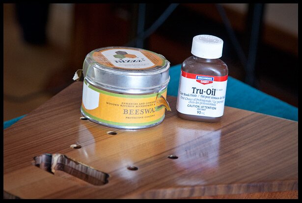 The whole guitar body is finished in Tru-oil and beeswax