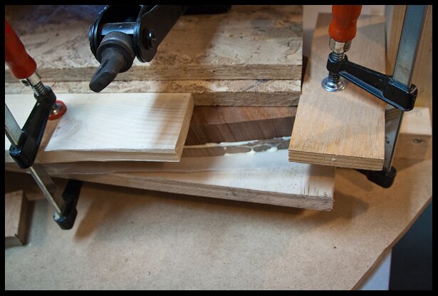 Closeup view of gluing process