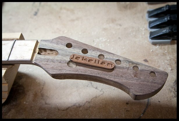 Preparing the headstock inlay