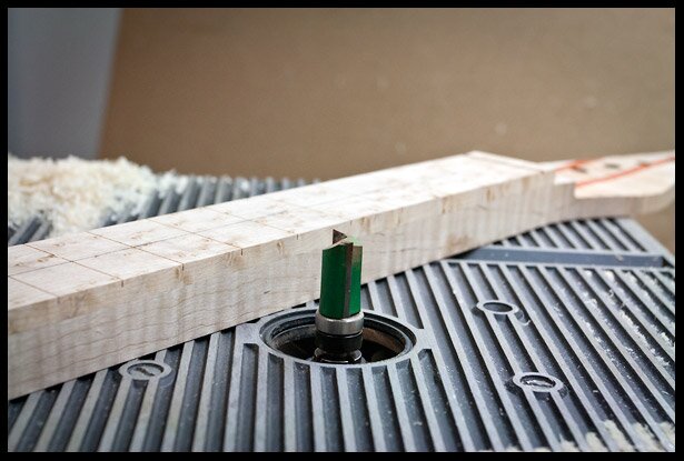 Route the fretboard flush with the neck