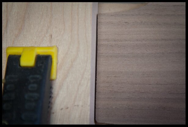the headstock veneer angle, top view