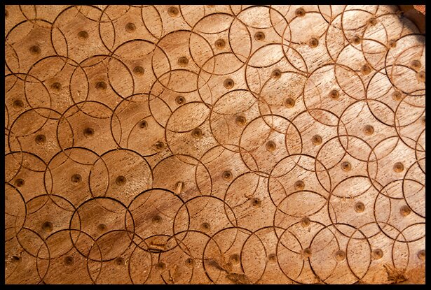 Forstner bit marks