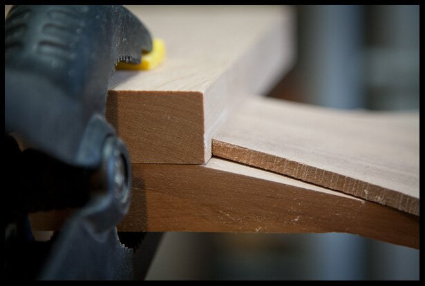 headstock veneer with bevel, side view