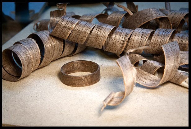While the glue was drying, I made a wooden ring from the walnut neck shavings