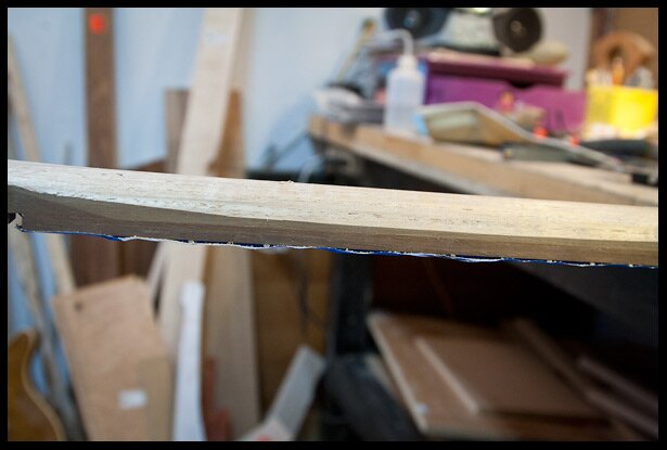 Progress shaping the back of the guitar neck