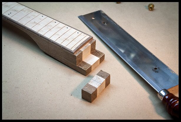 Cutting the heel to fit properly in the neck pickup cavity