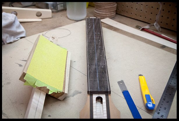 Starting to create the radius on the fretboardStarting to create the radius on the fretboard