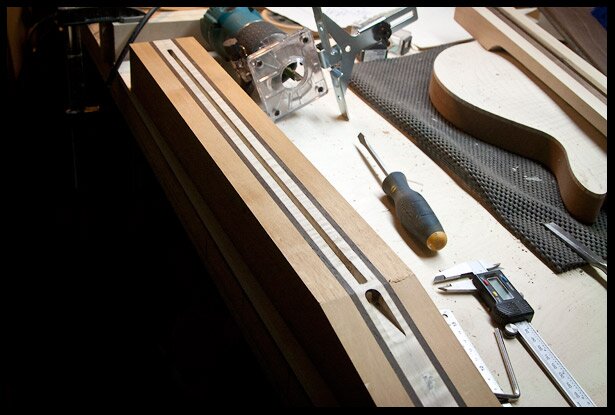 Truss rod channel and access cavity are carved