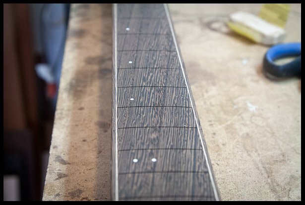 Wenge fretboard sanded without oil
