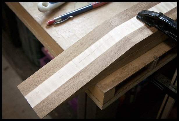Sanding away the band saw marks on the two pieces