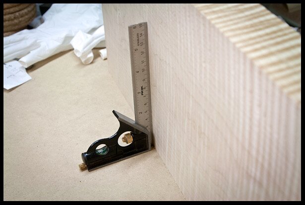 Making sure one edge is perfectly square so I can take it to the band saw