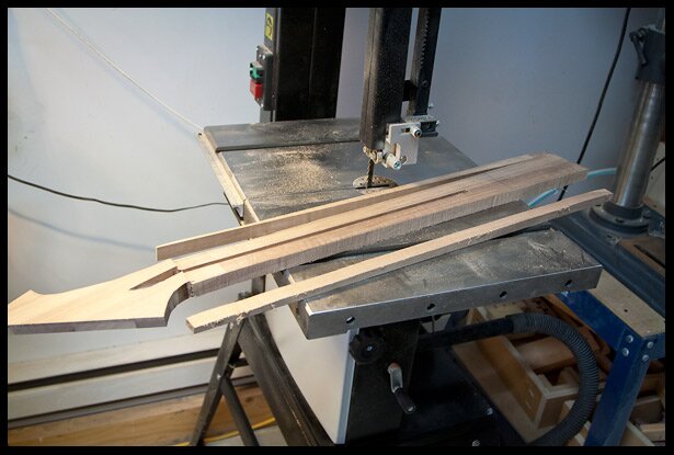 Bringing the neck dimensions closer to final on the band saw