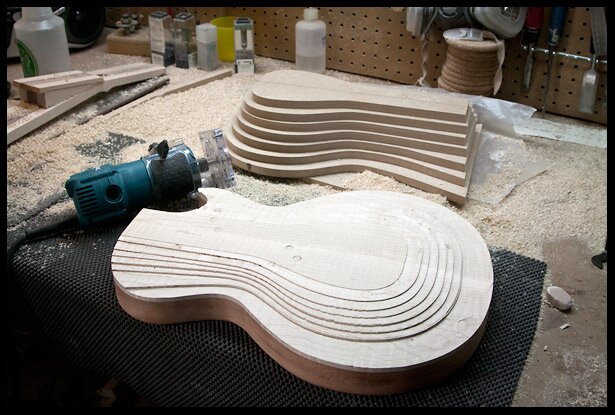 Carving the steps on the maple top