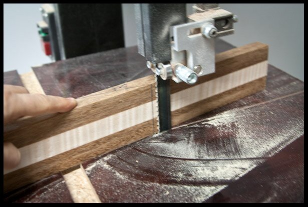 Cutting the scarf joint on the bandsaw
